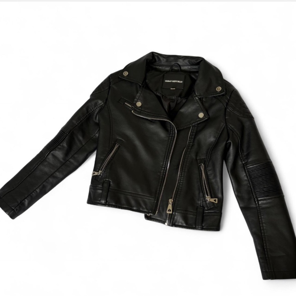 Urban Republic Girls Sleek Black Moto Jacket for 7/8 y.o. - Picture 1 of 5